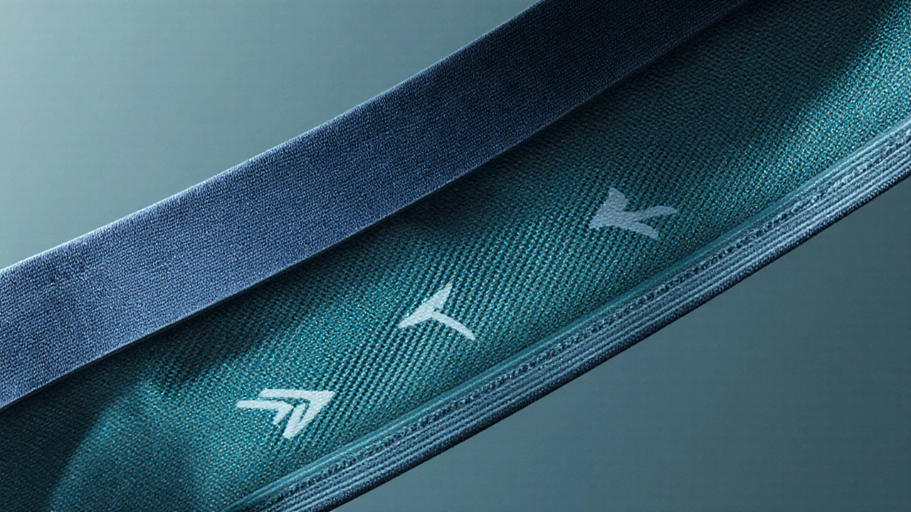 Макросъемка ткани беговых трусов с показом слоёв, впитывания влаги и компрессии.