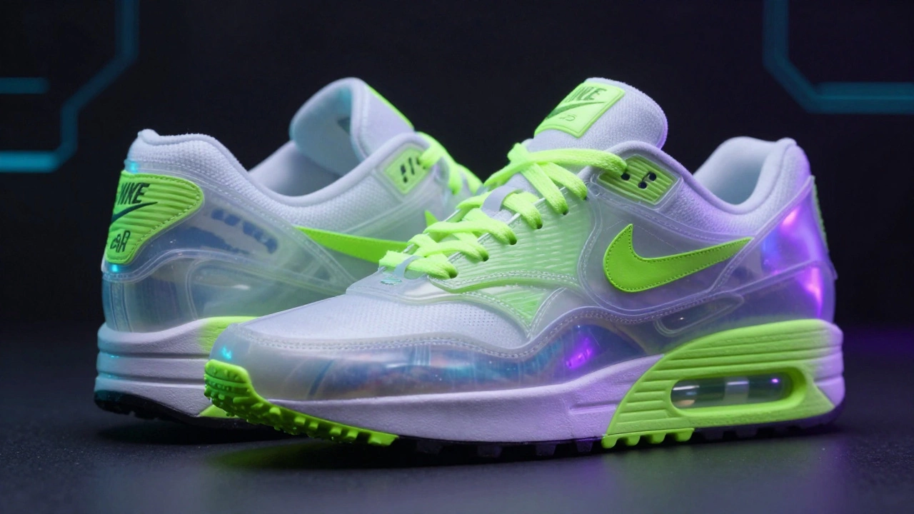 Футуристические кроссовки Nike Air Max с прозрачными элементами и неоном
